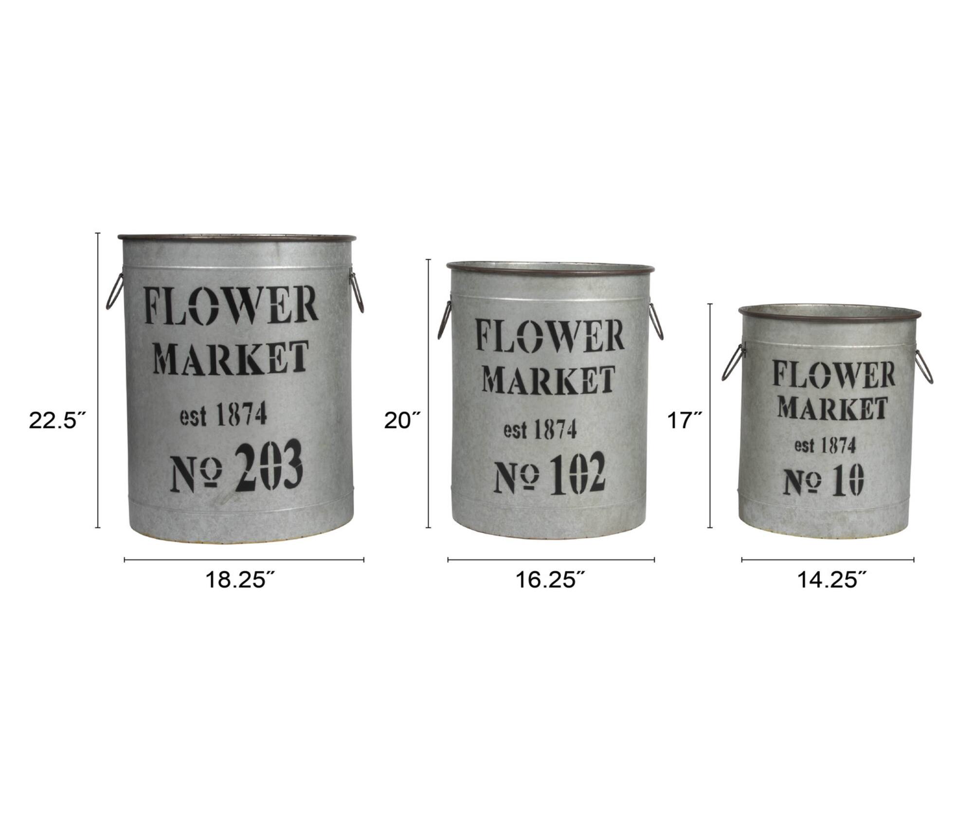 Hello Honey® Metal Flower Market Buckets Set